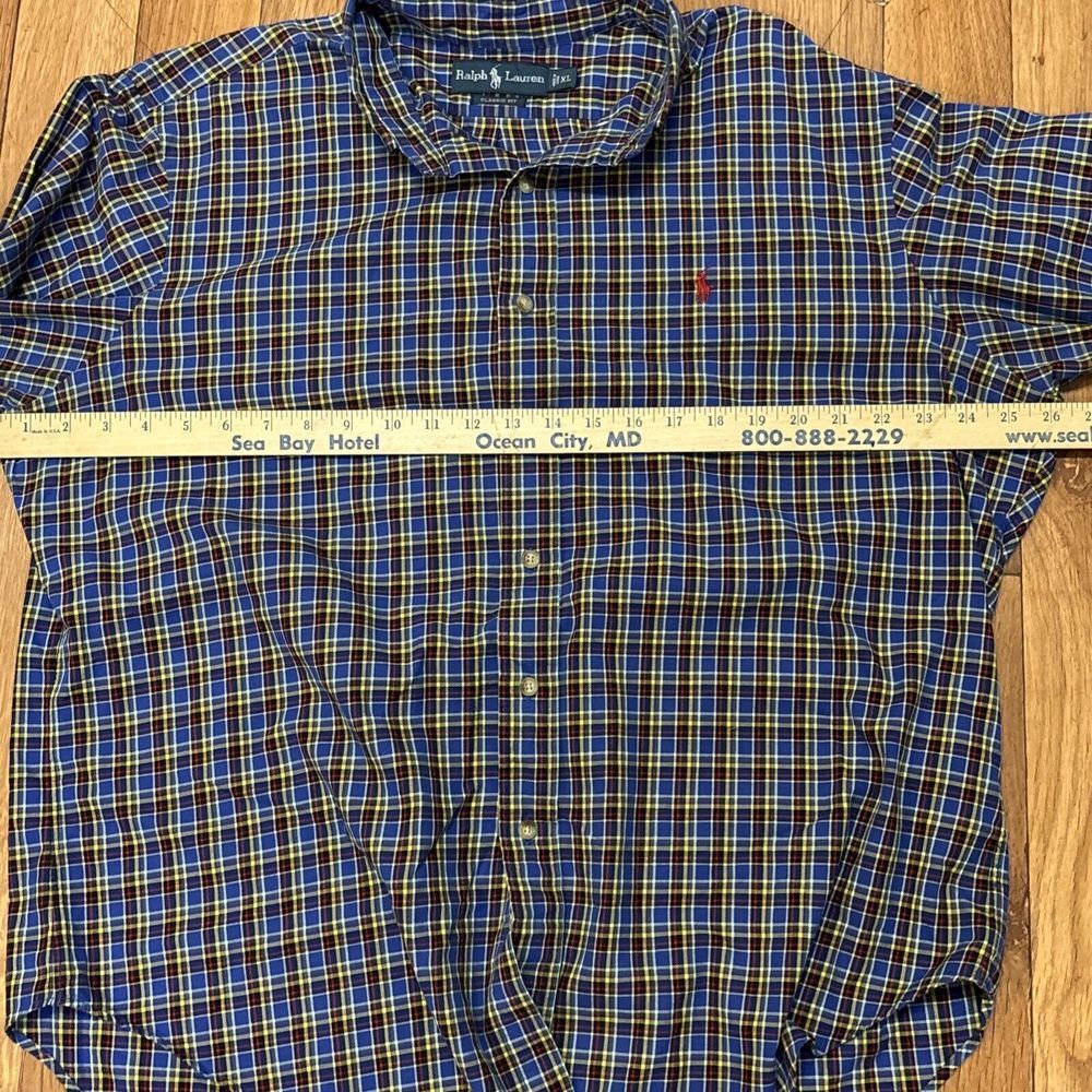 Ralph Lauren Plaid Button Down Shirt‎ Mens XL Classic Red Pony Long Sleeve - Picture 6 of 9